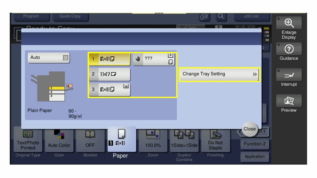 3 - CHANGE TRAY SETTING