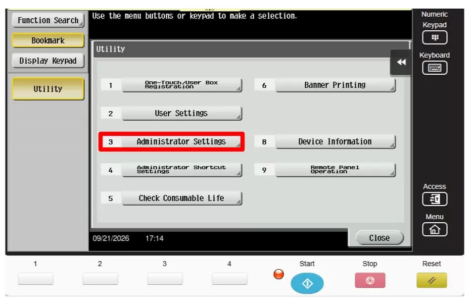 8-series-admin-mode-touch-administrator-settings
